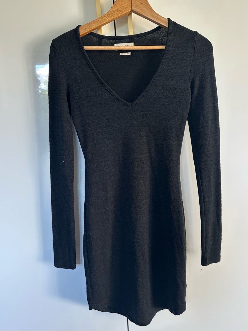 Black V-Neck Long Sleeve Knit Dress